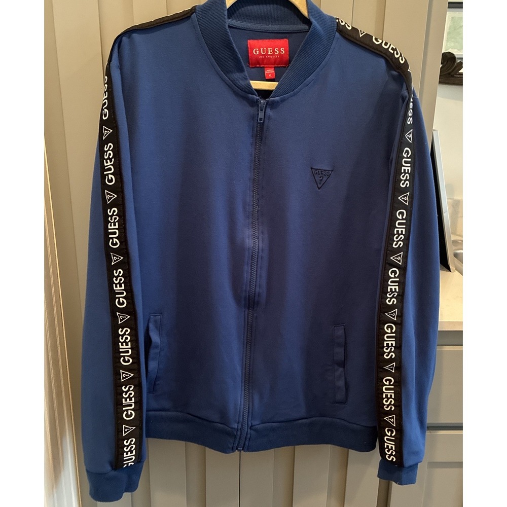 GUESS Blue Zip-up Track Jacket Logo X-Large Y2K Retro Style